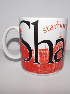 VTG 2002 Starbucks Shanghai City Mug Collector Series 20 oz Red White Coffee